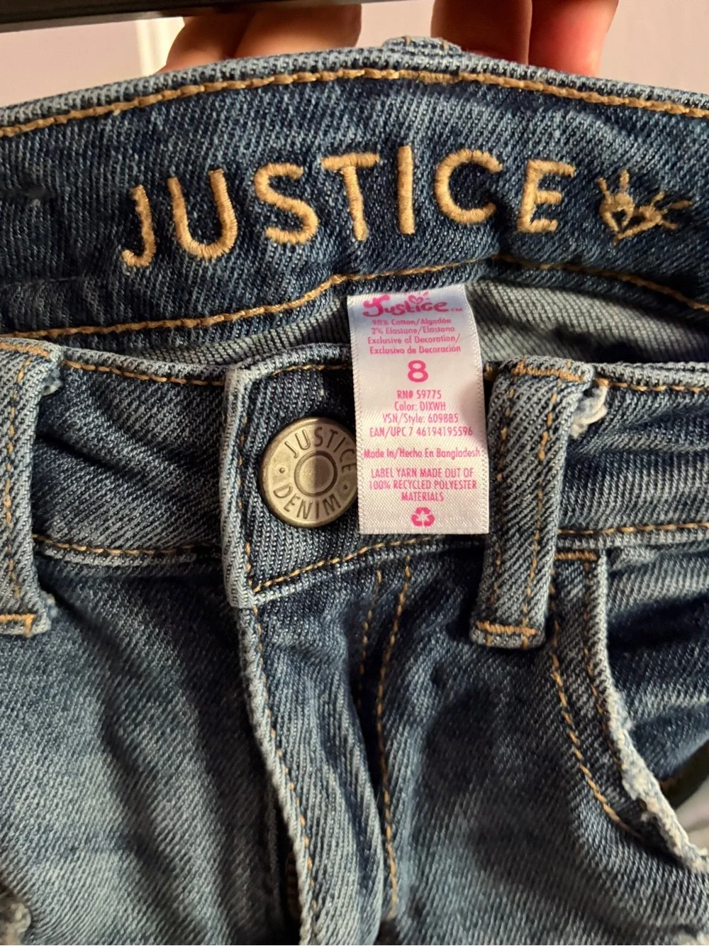 Justice Distressed Rolled Hem Denim Shorts - Blue